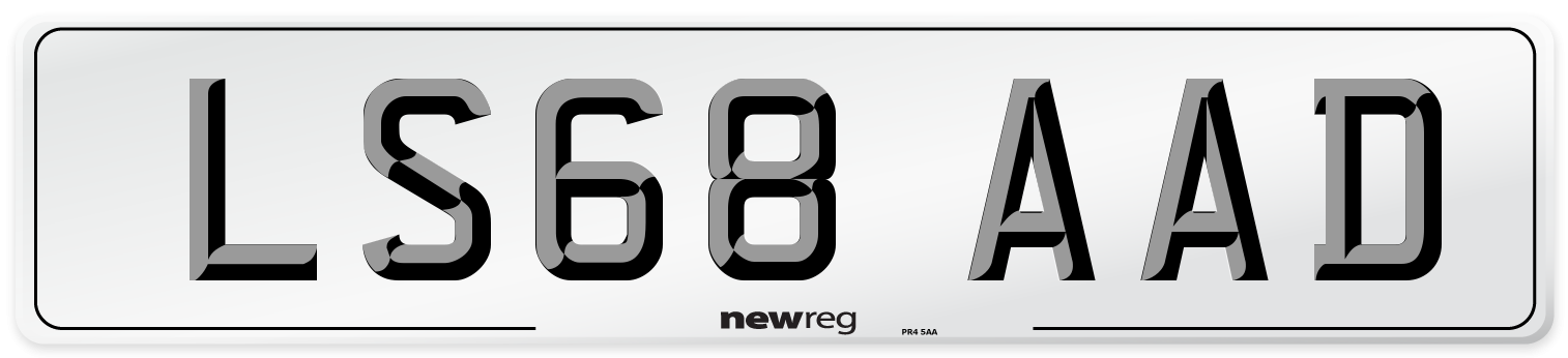 LS68 AAD Number Plate from New Reg